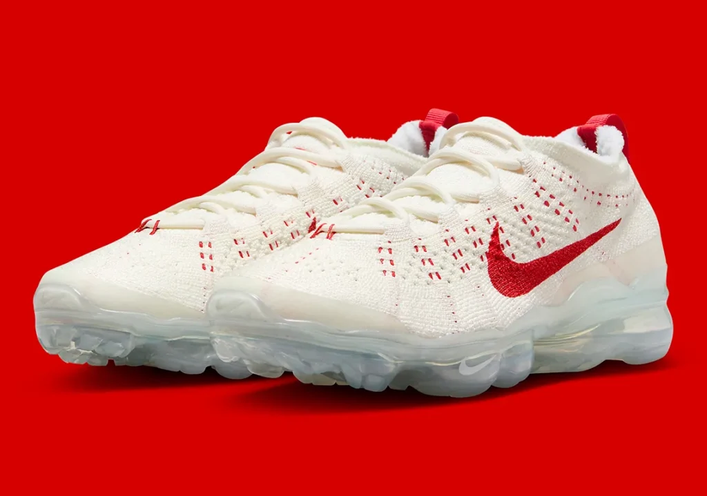 This Nike VaporMax 2023 Flyknit Pairs “Sail” With A Touch Of “Track Red”